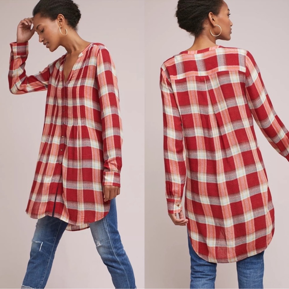NWOT Anthropologie Akemi & Kin Lucie Plaid Tunic